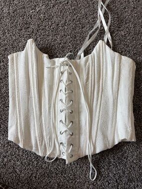 White Lace-Up Bustier Corset Top